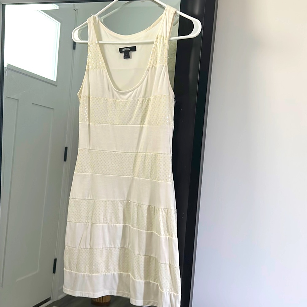 White sparkly beige Express XS dress